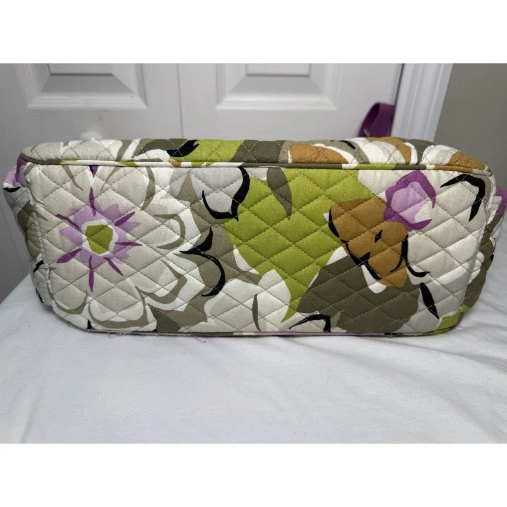 Vera Bradley Plum Petals Floral Quilted Cotton Diaper Bag Messenger Crossbody